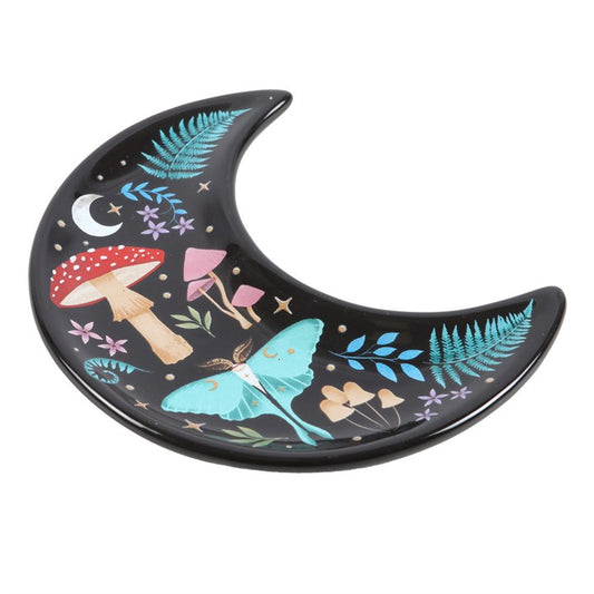 *Dark Forest Print Crescent Moon Ceramic Trinket Dish (12/24)