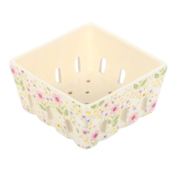 Daisy & Duck Print Ceramic Berry Basket