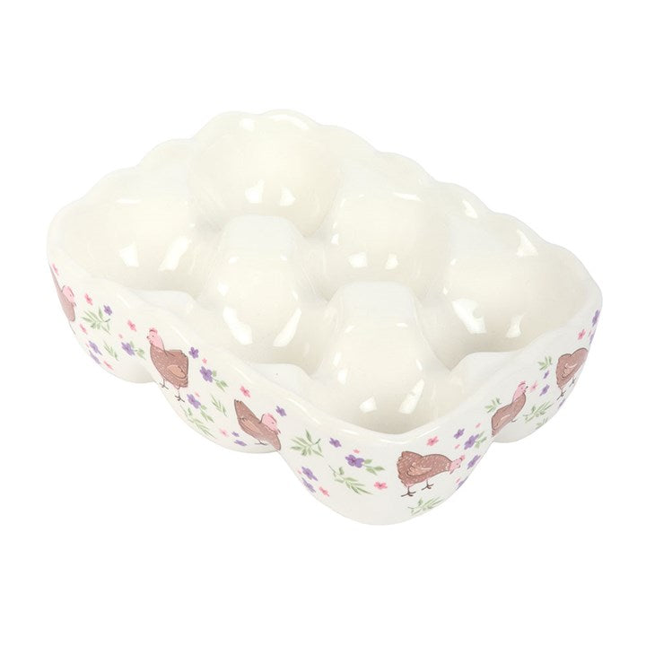 Hen Print Ceramic Egg Holder