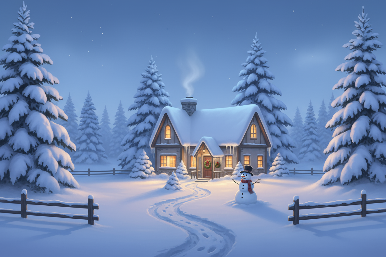 A snowy Christmas scene